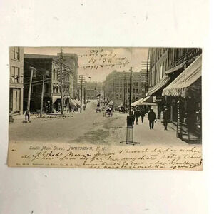 South Main Street Jamestown, NY Postcard 1904 Antique National Art Views 1c RPPC